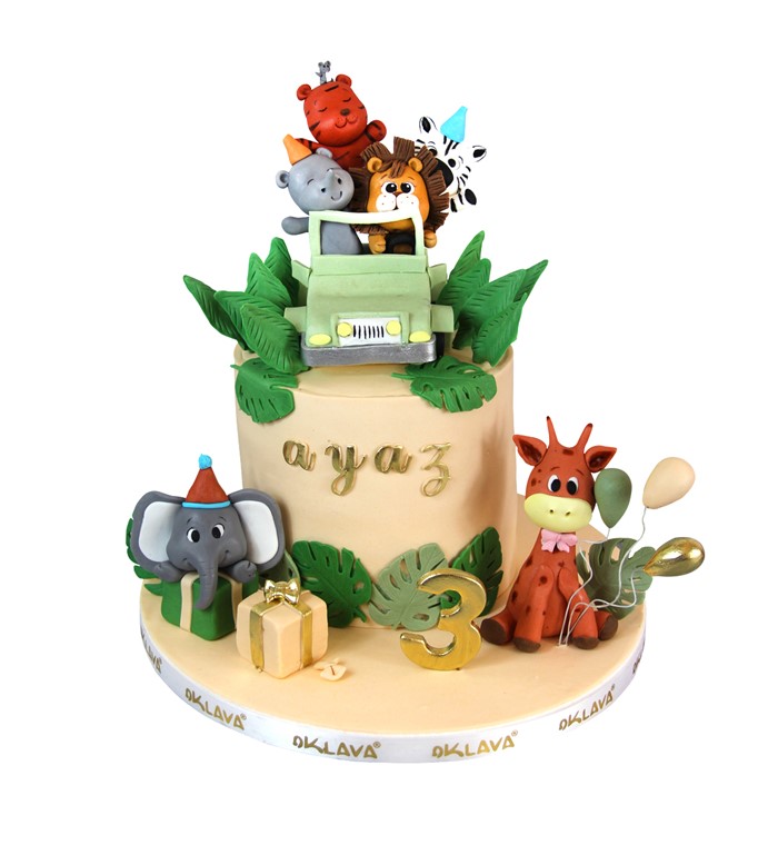 safari konseptli pasta, safari pasta, cake design